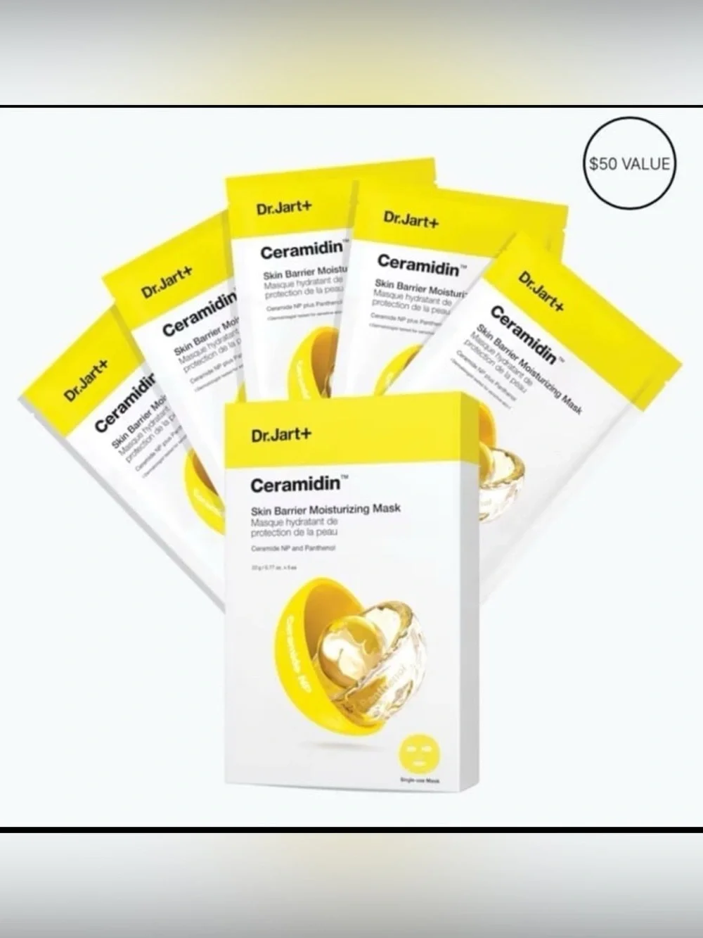 🧡 2/$40 Dr. Jart+ Ceramidin Skin Barrier Moisturizing Face Mask 5 Pack